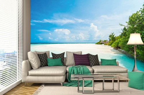 Vlies Fototapete - Hotelresort auf den Malediven 375 x 250 cm